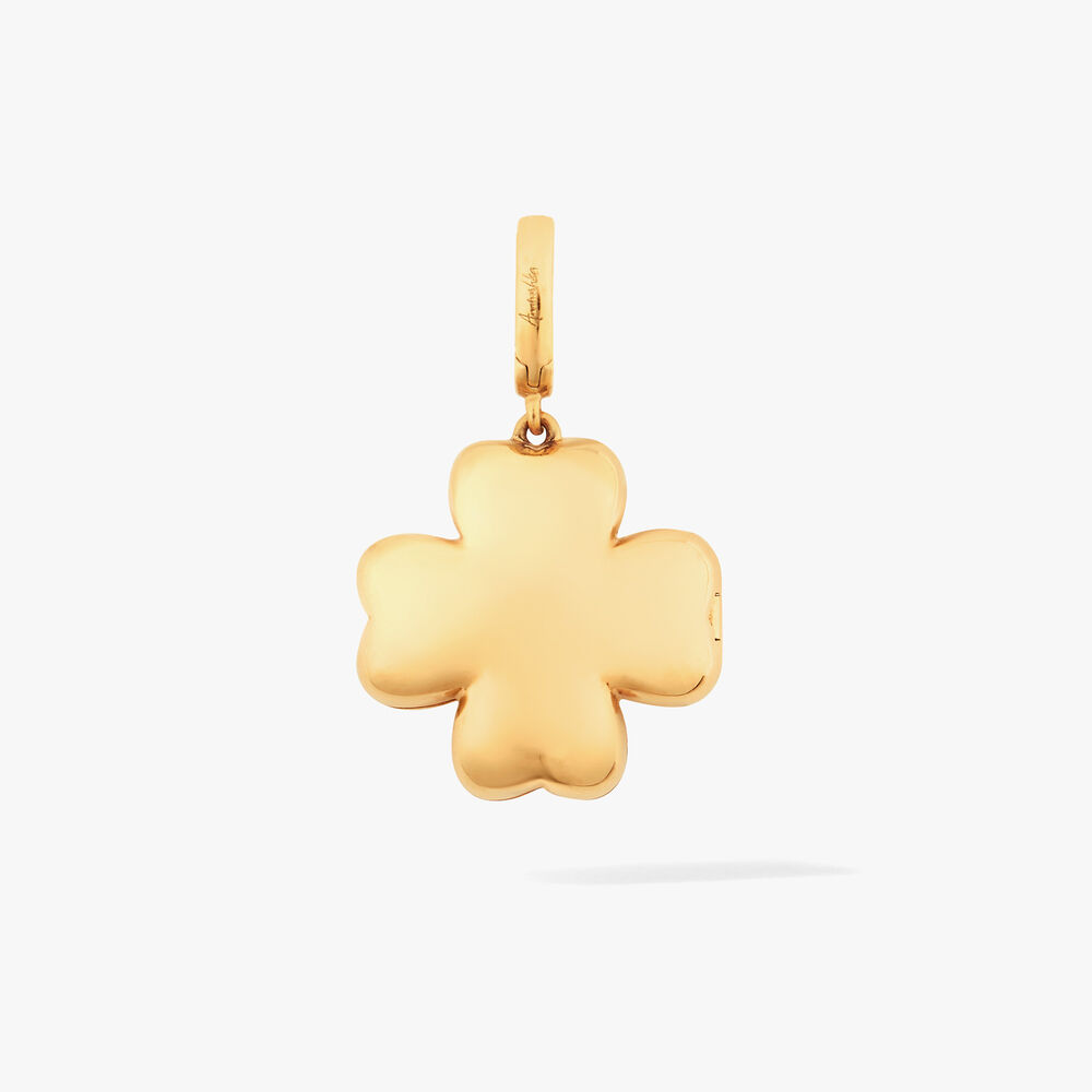 Mythology 18ct Yellow Gold Malachite Clover Locket Charm Pendant | Annoushka jewelley